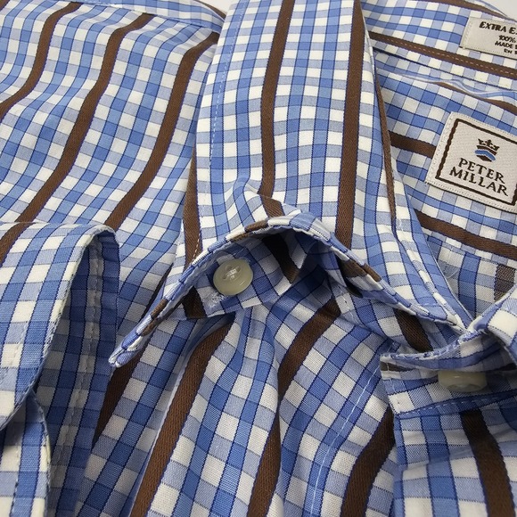 Peter Millar Shirt Mens XXL Blue Check Designer American Preppy Casual Timeless - Picture 5 of 9